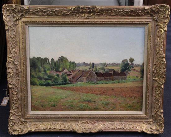 § Jean Eugène Julien Massé (1856-1950) Vue du Villages 18.5 x 24.5in.